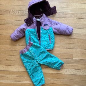 Patagonia Purple and Plum Hooded Puffer Jacket girls 12-18months